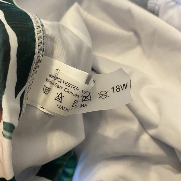 2 Piece Bikini Bathing Suit Green Leaf Print High-Waisted Ruched Woman's 18W - Picture 8 of 10